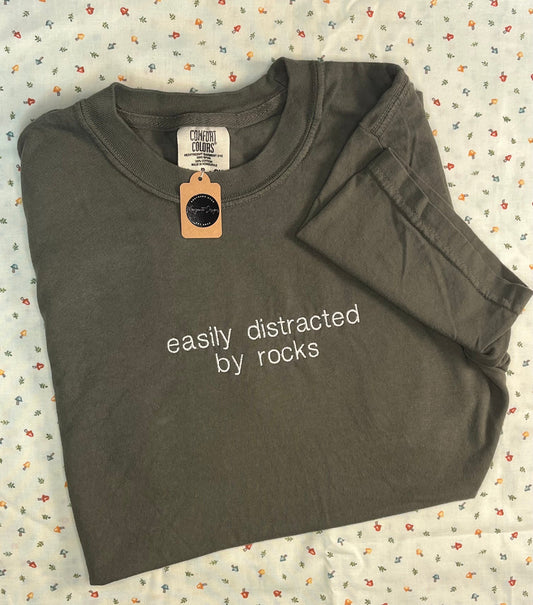 Easily Distracted By Rocks // Cute funny tee for rock lover
