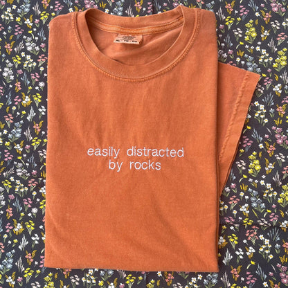 Easily Distracted By Rocks // Cute funny tee for rock lover