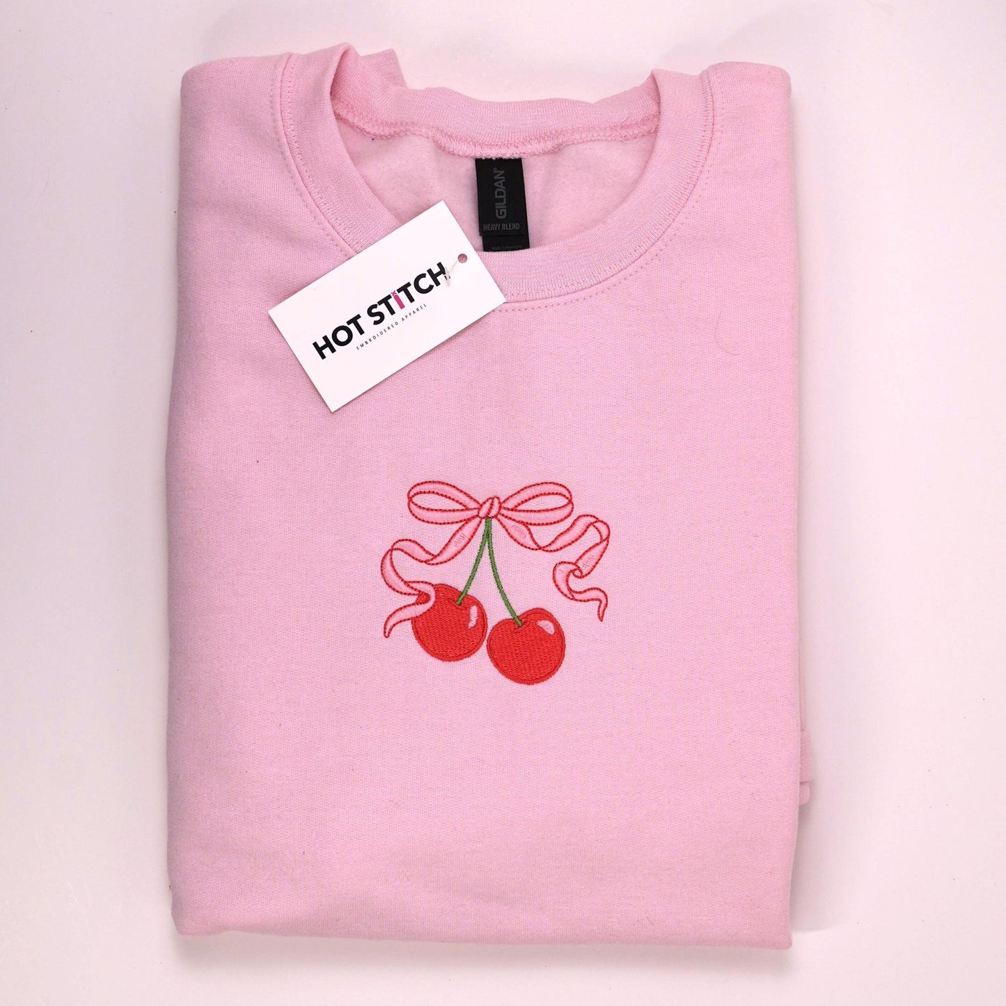 Cherries & Bow Embroidered Crewneck