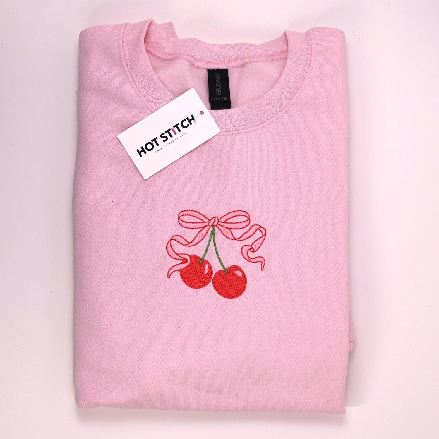 Cherries & Bow Embroidered Crewneck // Cute Valentines Gift // Coquette Core // Ribbons and Cherries