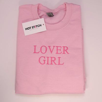 LOVER GIRL // Embroidered sweatshirt for her // Valentines day gift // Cute aesthetic sweater