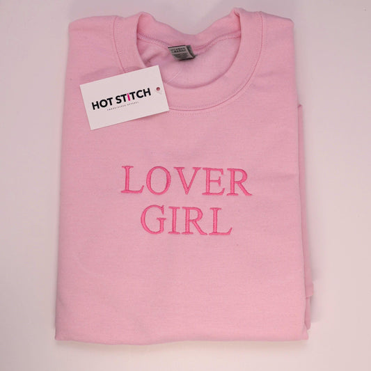 LOVER GIRL // Embroidered sweatshirt for her // Valentines day gift // Cute aesthetic sweater