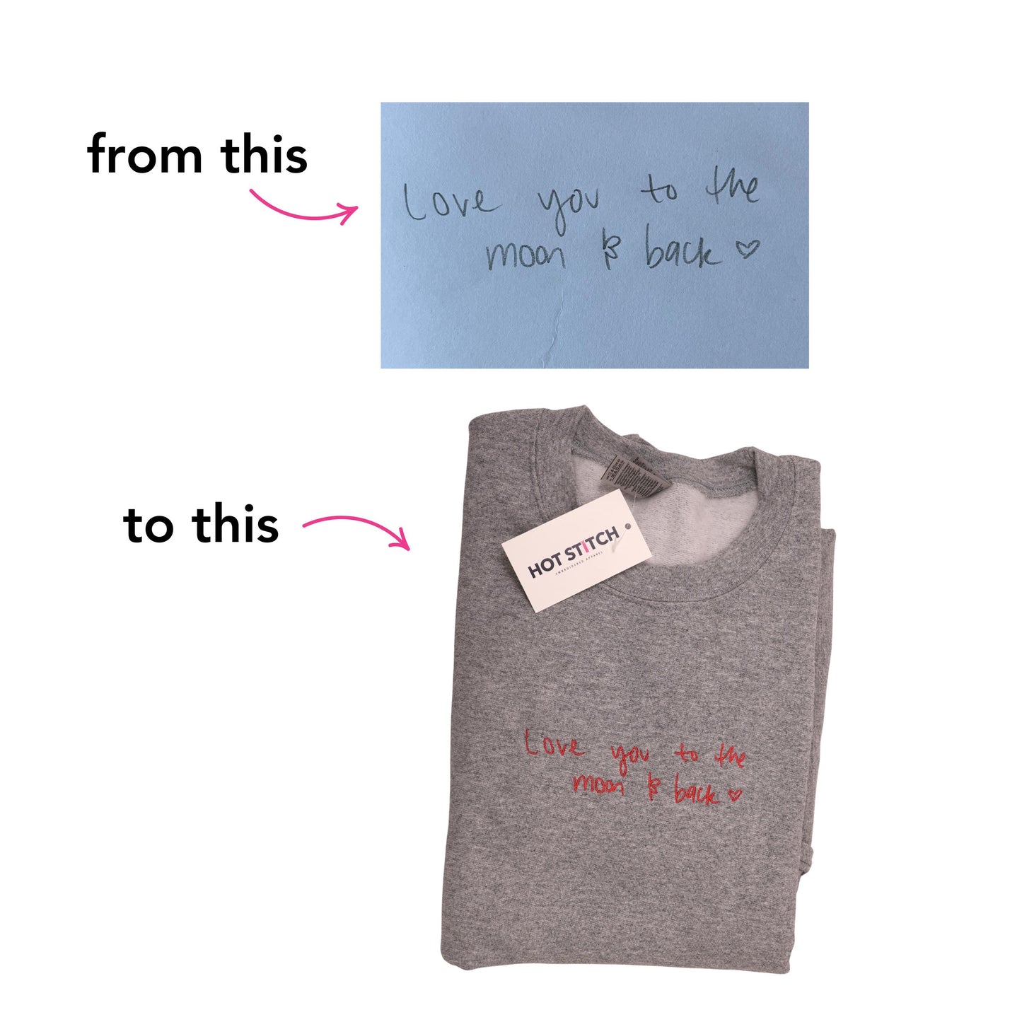 CUSTOM Handwritten Embroidered Crewneck // Use your handwriting // Custom Sweatshirt // Gift for Valentines Day // Gift for partner