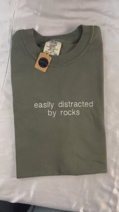 Easily Distracted By Rocks // Cute funny tee for rock lover