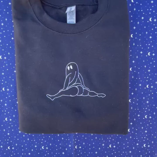 Twerking Ghost Embroidered Sweatshirt // Halloween Sweater // Funny Spooky Season Gift