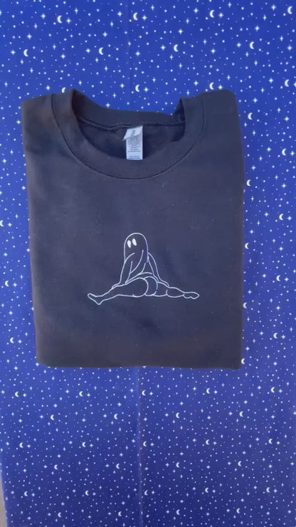Twerking Ghost Embroidered Sweatshirt // Halloween Sweater // Funny Spooky Season Gift