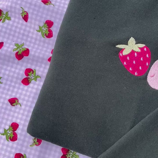 Embroidered Strawberry Sweatshirt // Red & Pink Strawberries