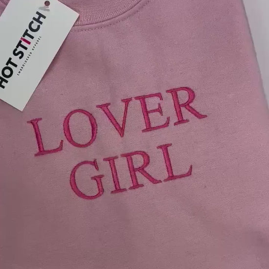 LOVER GIRL // Embroidered sweatshirt for her // Valentines day gift // Cute aesthetic sweater