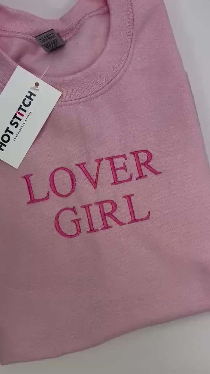 LOVER GIRL // Embroidered sweatshirt for her // Valentines day gift // Cute aesthetic sweater